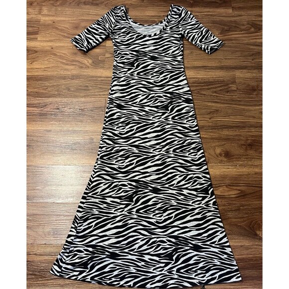 DG Zebra Print Midi Dress Black/White Junior Womens Size Medium Flowy Loose Fit - Picture 6 of 7